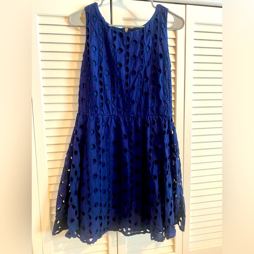 Navy Blue Fit and Flare Sleeveless Dress Size L